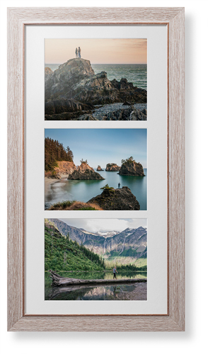 Triple Landscape Deluxe Mat Framed Print, Rustic, Modern, White, Single piece, 14x28, Multicolor