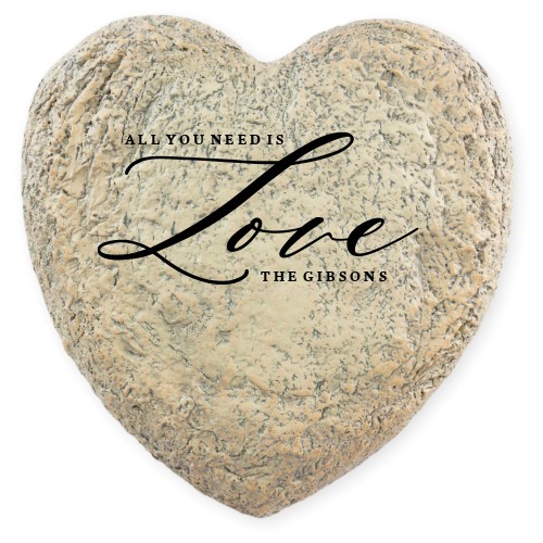 Love Is All You Need Garden Stone, Heart Shaped Garden Stone (9x9), White