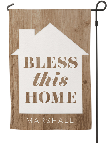Blessed Home Garden Flag, Flag Stand, Brown