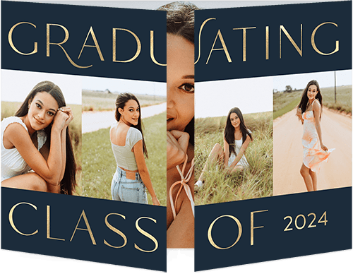 Graceful Grad Graduation Announcement, Black, Gate Fold, Matte, Folded Smooth Cardstock, Square