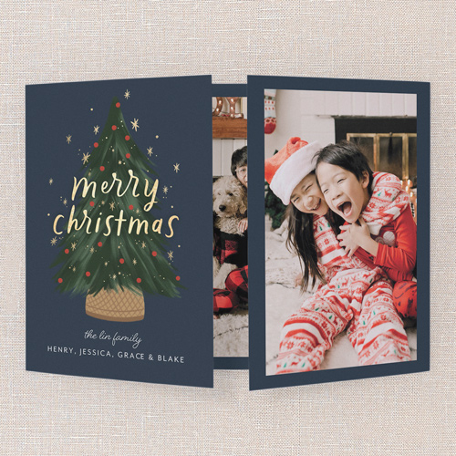 Storyline Moments Holiday Card, Blue, Gate Fold, Christmas, Matte, Folded Smooth Cardstock, Square, Nautical