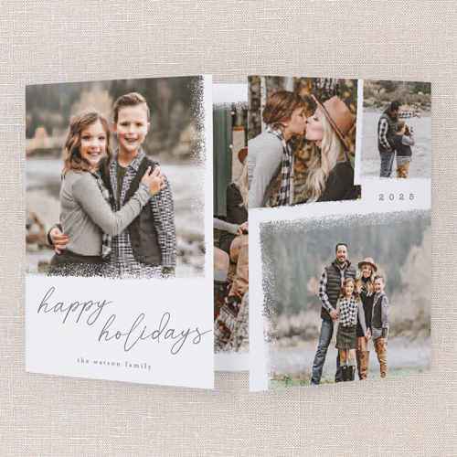 Brushstroke Moments Holiday Card, White, Gate Fold, Holiday, Pearl Shimmer Cardstock, Square, White