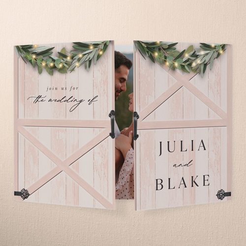Wooden Wonders Wedding Invitation, Brown, Gate Fold, Matte, Folded Smooth Cardstock, Square
