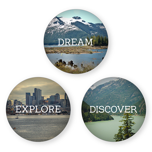 Dream Explore Discover Set of 3 Glass Magnets, Set of 3 Glass, White