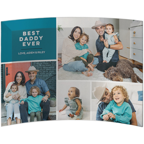 Best Ever Mod Collage Curved Glass Print, 5x7, Curved, Blue, peacock