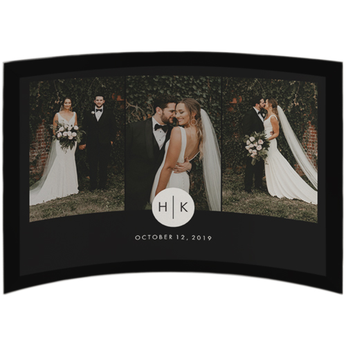 Circle Monogram Curved Glass Print, 7x10, Curved, Black