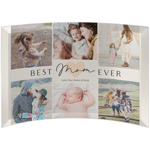 Heart Best Mom Curved Glass Print, 7x10, Curved, Beige, elderflower