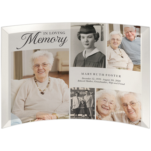Loving Memory Collage Curved Glass Print, 7x10, Curved, Beige