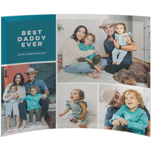 Best Ever Mod Collage Curved Glass Print, 10x12, Curved, Blue, peacock