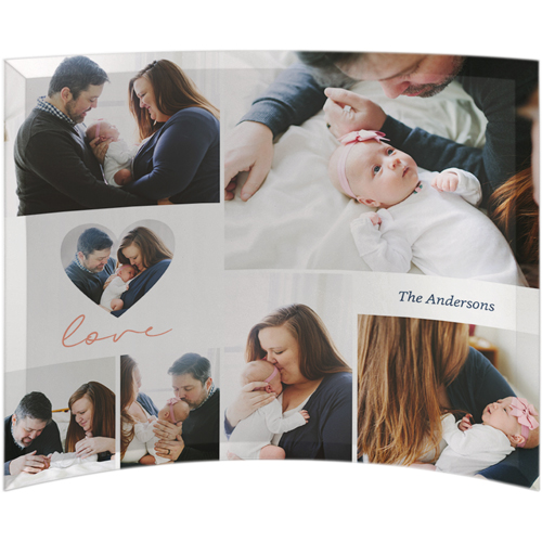 Modern Heart Collage Curved Glass Print, 10x12, Curved, White