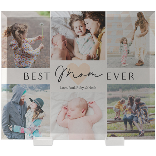 Heart Best Mom Flat Glass Print, 10x12, Flat, Beige, elderflower