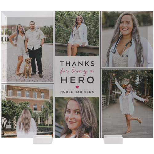 Thank You Hero Collage Flat Glass Print, 10x12, Flat, Red