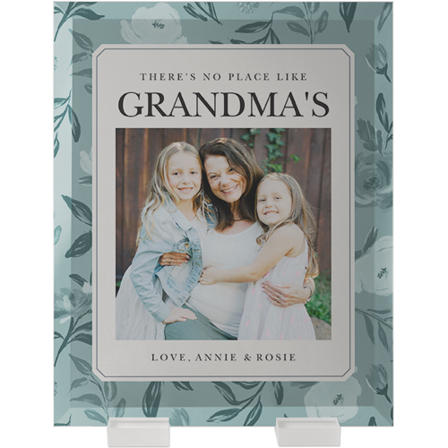 Floral Love Flat Glass Print, 8x10, Flat, Blue, blue