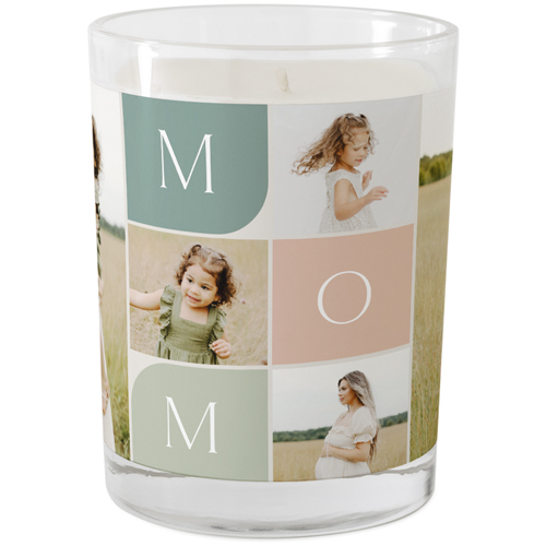 Mom Color Grid Glass Candle, Glass, Grapefruit Blossom, 9oz, White