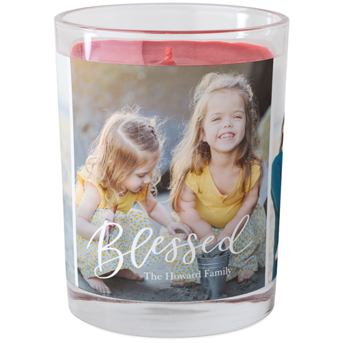 Contemporary Blessed Trio Glass Candle, Glass, Fireside Spice, 9oz, White
