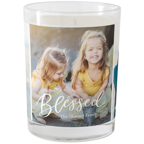 Contemporary Blessed Trio Glass Candle, Glass, Ocean Breeze, 9oz, White
