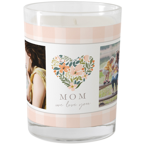 Contemporary Floral Heart Glass Candle, Glass, Grapefruit Blossom, 9oz, Orange