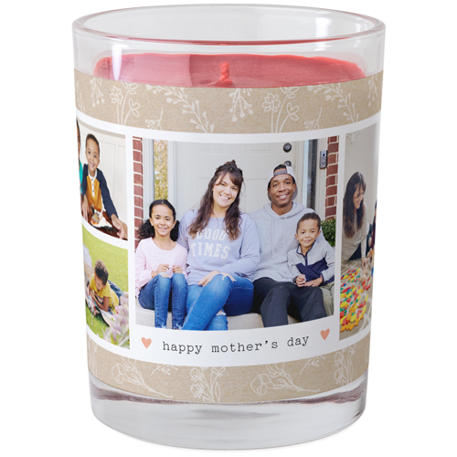 Floral Craft Paper Glass Candle, Glass, Fireside Spice, 9oz, Beige