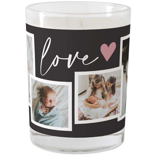 Heart in Love Collage Glass Candle, Glass, Ocean Breeze, 9oz, Gray