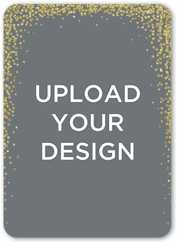 Upload Your Own Snowfall Thank You Card, White, Antique Gold Glitter, Matte, Signature Smooth Cardstock, Rounded