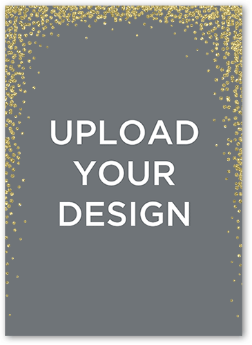 Upload Your Own Snowfall Birth Announcement, White, Antique Gold Glitter, Matte, Signature Smooth Cardstock, Square, White