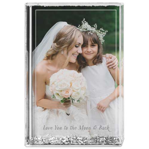 Modern Border Glitter Block, White, white