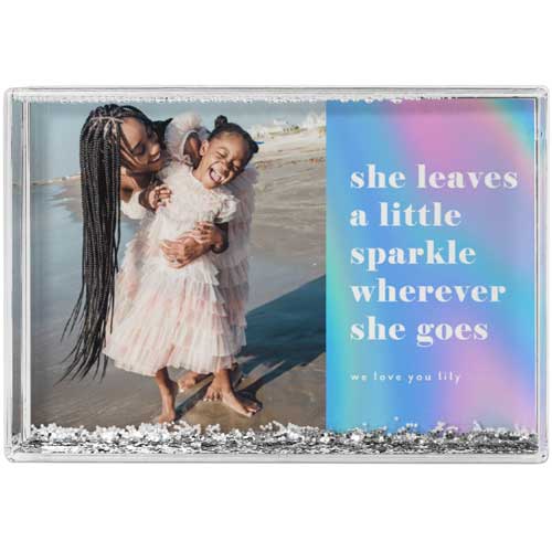 Born With Sparkle Glitter Block, Pink, peony