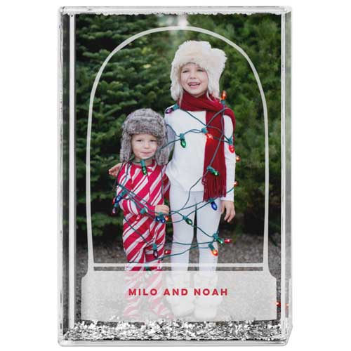 Snow Globe Doodle Glitter Block, White, white