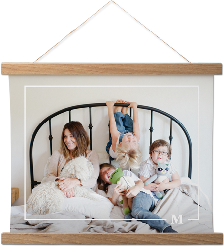 Simple Monogram Border Hanging Canvas Print, Natural, 11x14, White, white