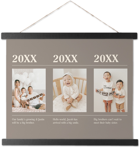 Timeline of Life Hanging Canvas Print, Black, 11x14, Gray, ash