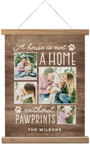 Rustic Pawprints Hanging Canvas Print, Natural, 11x14, Brown, brown