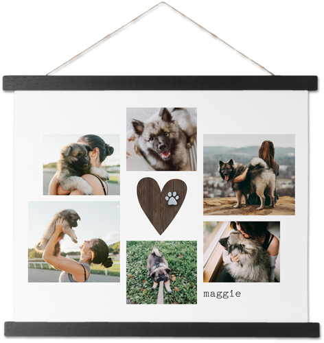 Rustic Paw Heart Hanging Canvas Print, Black, 11x14, Brown, chocolate