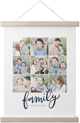 Family Script Collage Hanging Canvas Print, Rustic, 11x14, Black