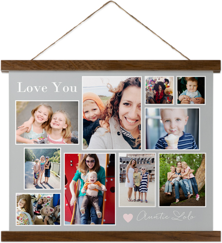 Simple Heart Collage Hanging Canvas Print, Walnut, 11x14, Gray