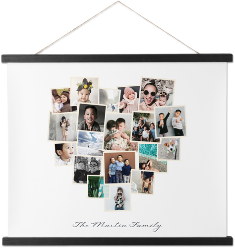Heart Collage Landscape Hanging Canvas Print, Black, 16x20, White