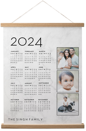Photo Calendar Hanging Canvas Print, Natural, 16x20, White