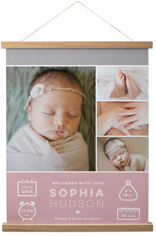 welcome baby girl hanging canvas print