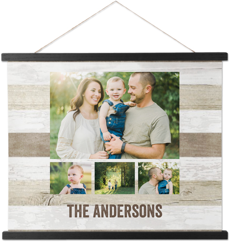 Wooden Collage of Four Hanging Canvas Print, Black, 16x20, Multicolor