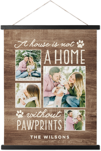 Rustic Pawprints Hanging Canvas Print, Black, 16x20, Brown, brown