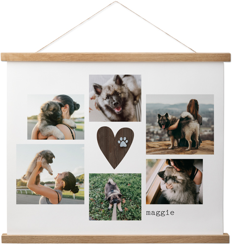 Rustic Paw Heart Hanging Canvas Print, Natural, 16x20, Brown, chocolate
