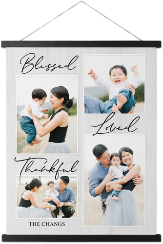 Blessed Weathered Wood Hanging Canvas Print, Black, 16x20, Gray