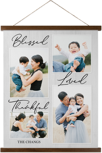Blessed Weathered Wood Hanging Canvas Print, Walnut, 16x20, Gray