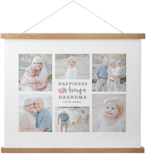 Happiness Heart Collage Hanging Canvas Print, Natural, 16x20, Pink, blush