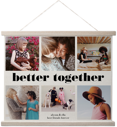 Better Together Collage Hanging Canvas Print, Rustic, 16x20, Black