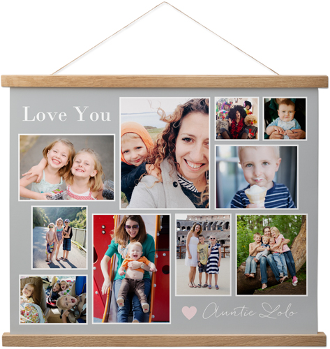 Simple Heart Collage Hanging Canvas Print, Natural, 16x20, Gray