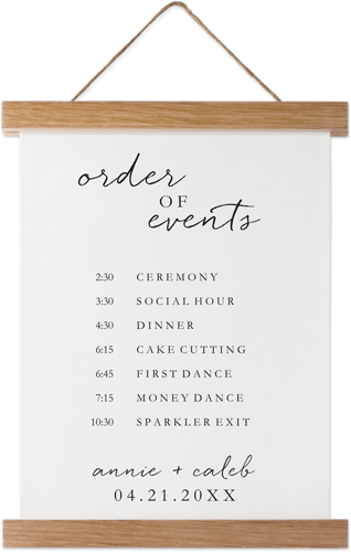 Scripted Order of Events Hanging Canvas Print, Natural, 8x10, White
