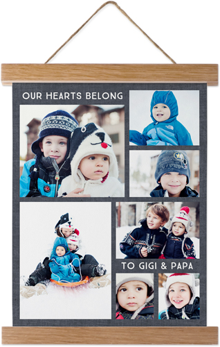 Hearts Belong Collage Hanging Canvas Print, Natural, 8x10, Black