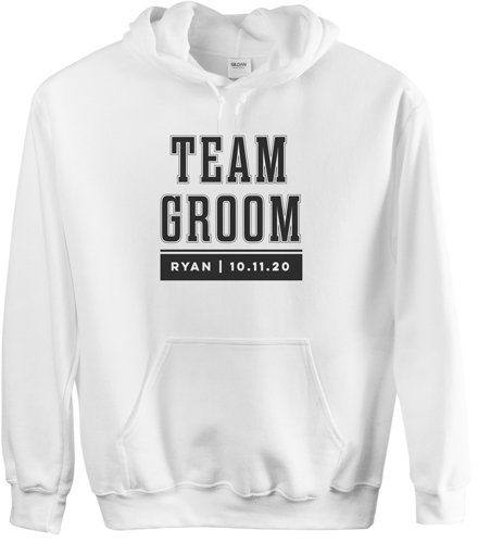 Team Groom Custom Hoodie, Double Sided, Adult (S), White, Black