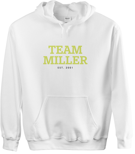 Team Family Custom Hoodie, Double Sided, Adult (S), White, Green
