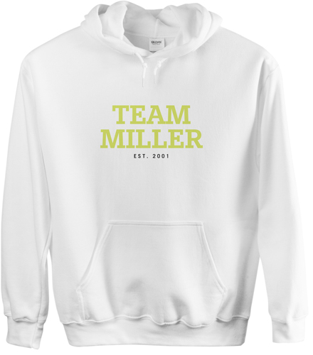 Team Family Custom Hoodie, Double Sided, Adult (S), White, Green, lime
